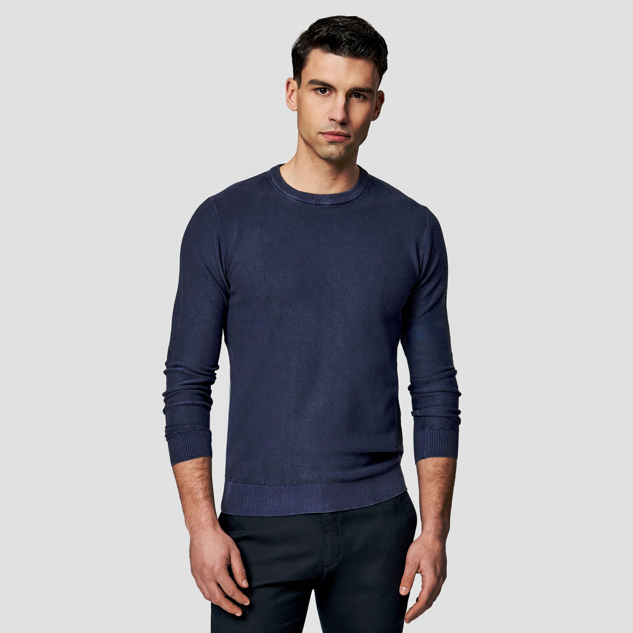 Pletený pánský svetr O-neck v tmavě modré barvě Pako Lorente vel 3XL