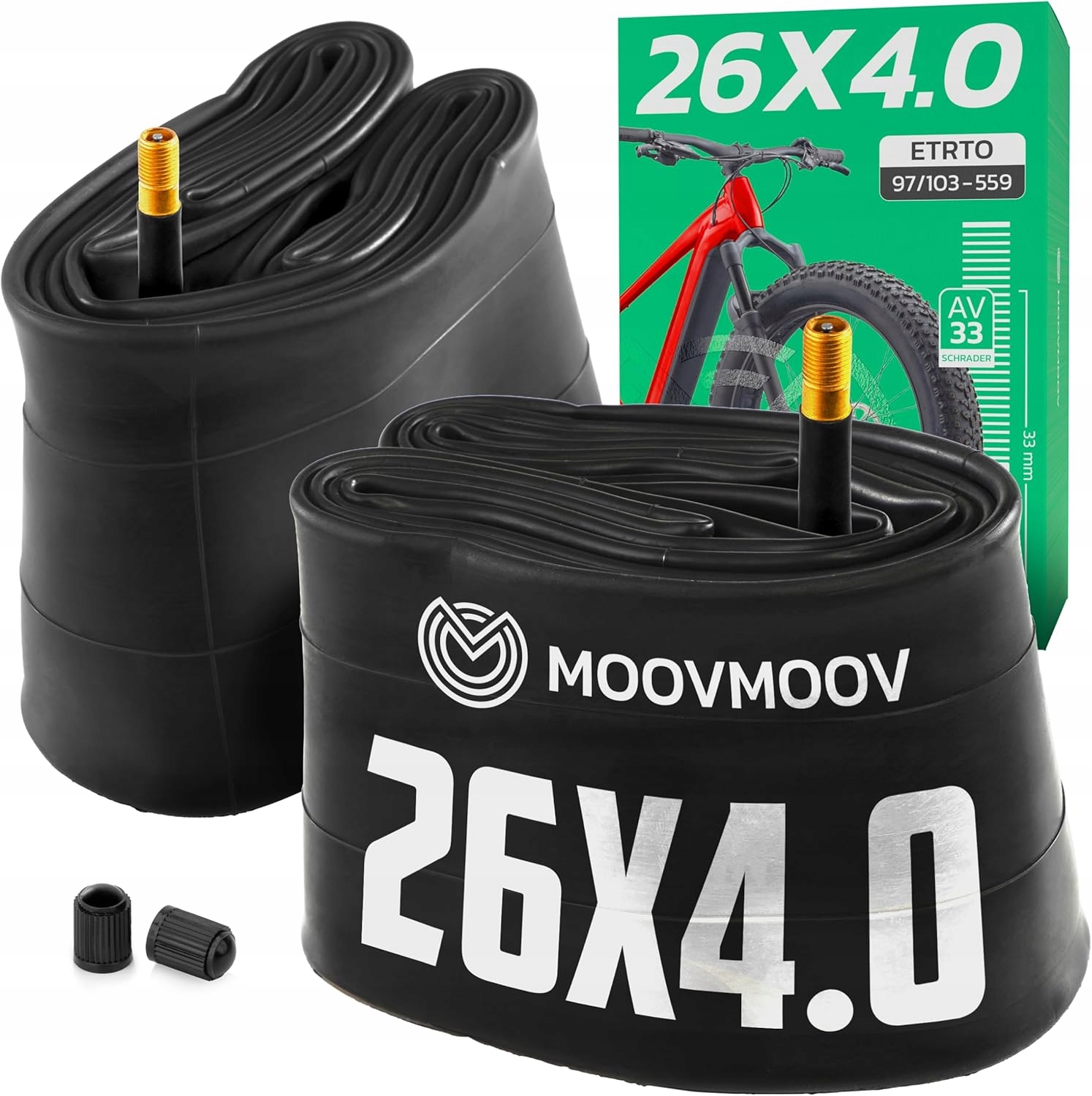 Zestaw 2 x Dętka rowerowa fatbike Mtb szeroka 26 x 4.0 Av 33mm Moovmoov