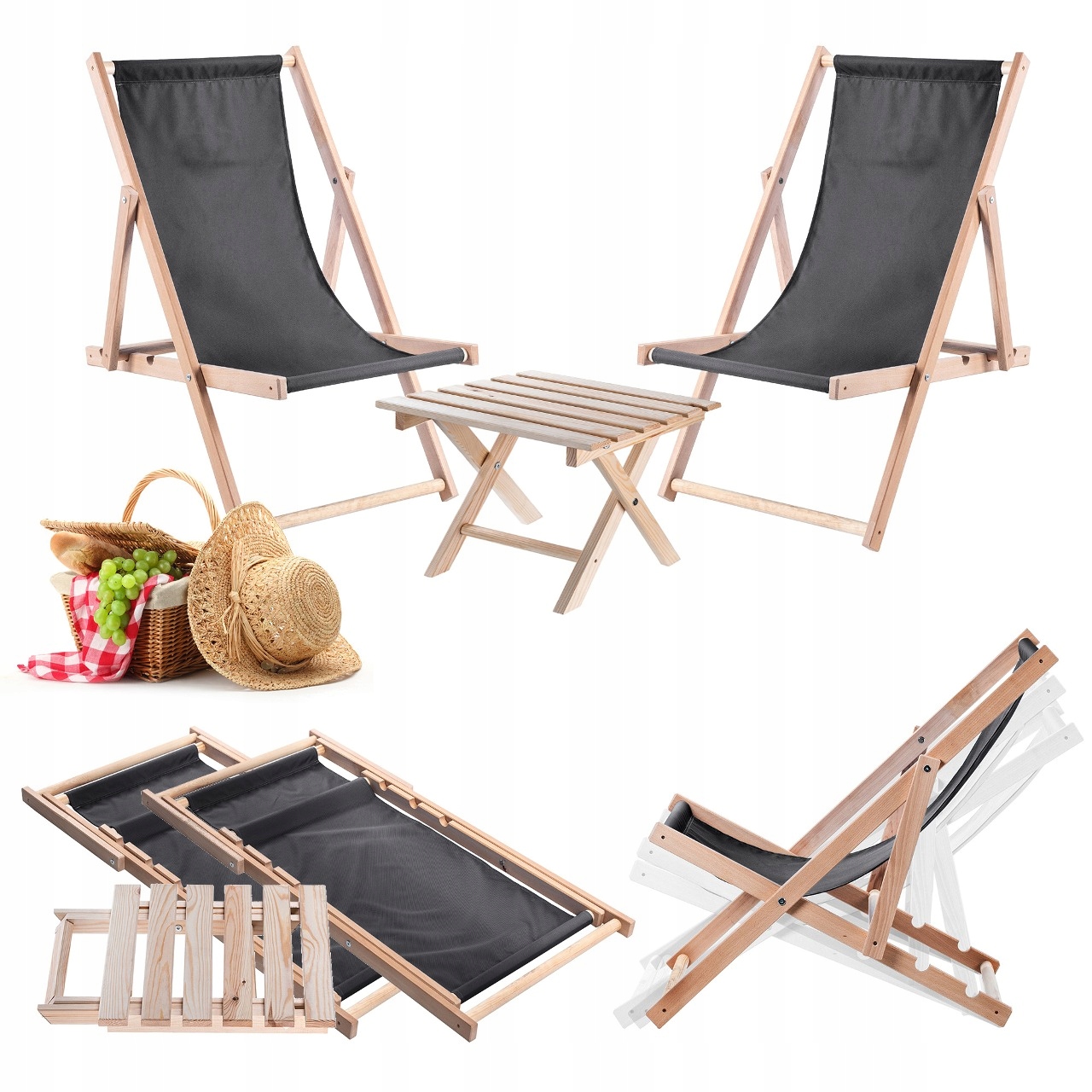 Ležadlo Skladacie Lehátko 2ks Stolík Poľský Výrobca