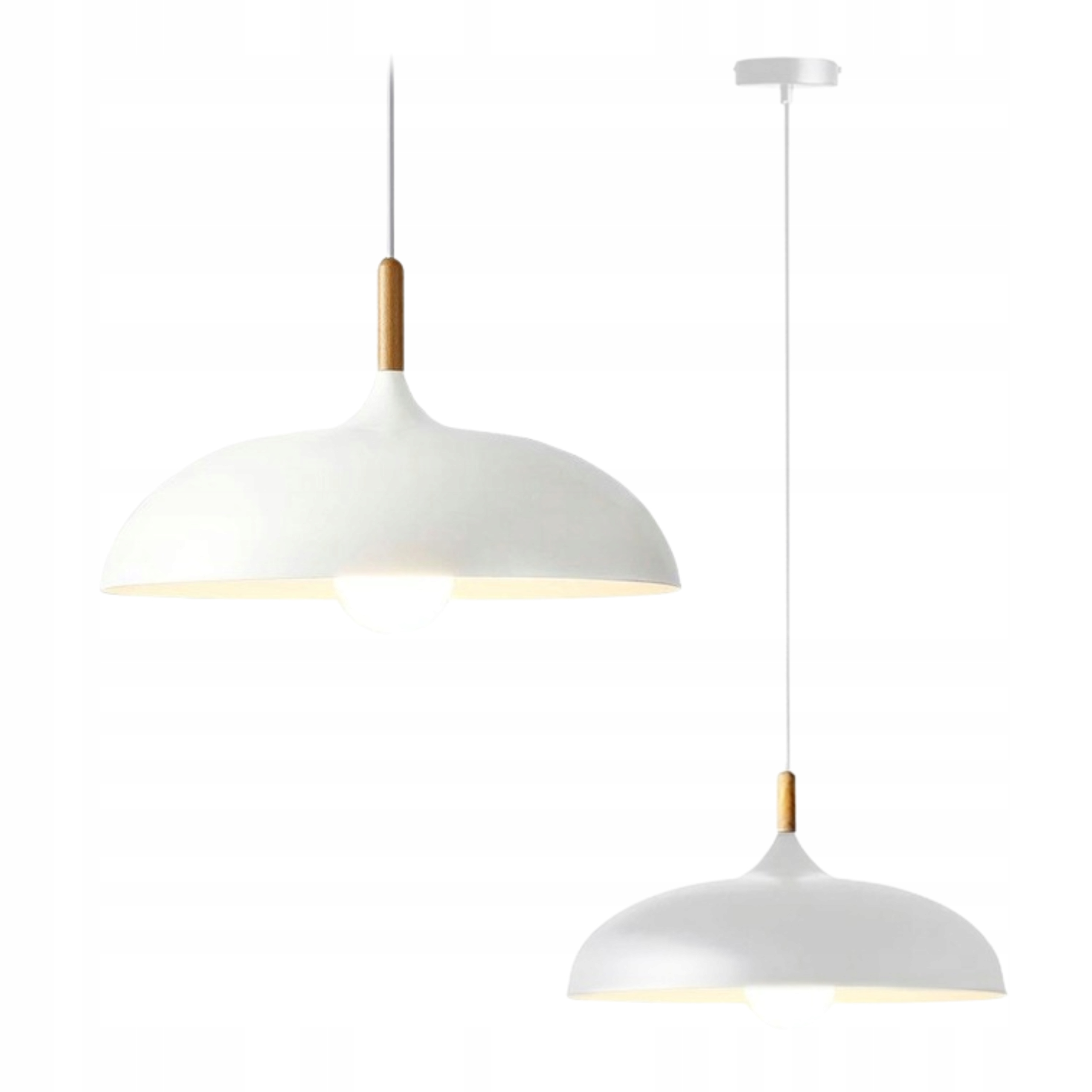 Lampa Sufitowa Wisząca Duża Biała Anzo Okrągła Nowoczesna E27