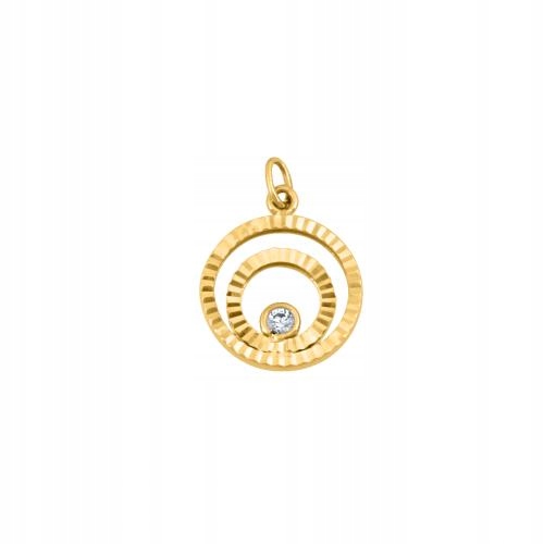 Zlatý Přívěsek 585, dvě gravírovaná kolečka rámečku se zirkonem jako dárek