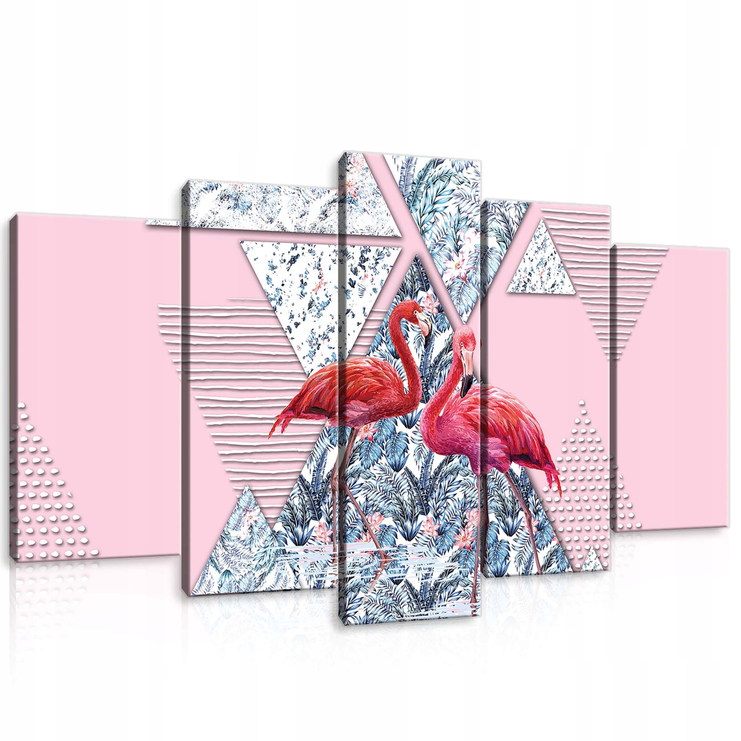 Obraz 100x60 Flamingo růžový tropy abstrakce geometrie moderní styl