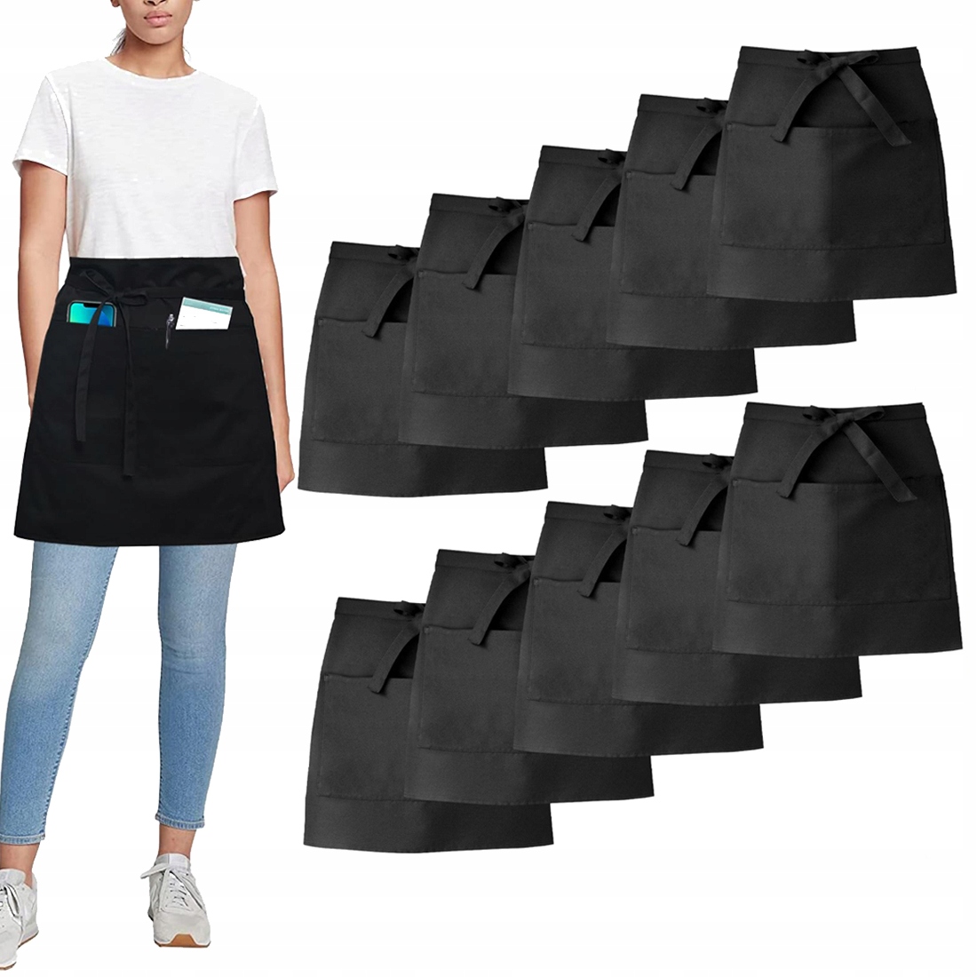 Kuchařská gastronomická zástěra Fartuch krátká s kapsou 10x