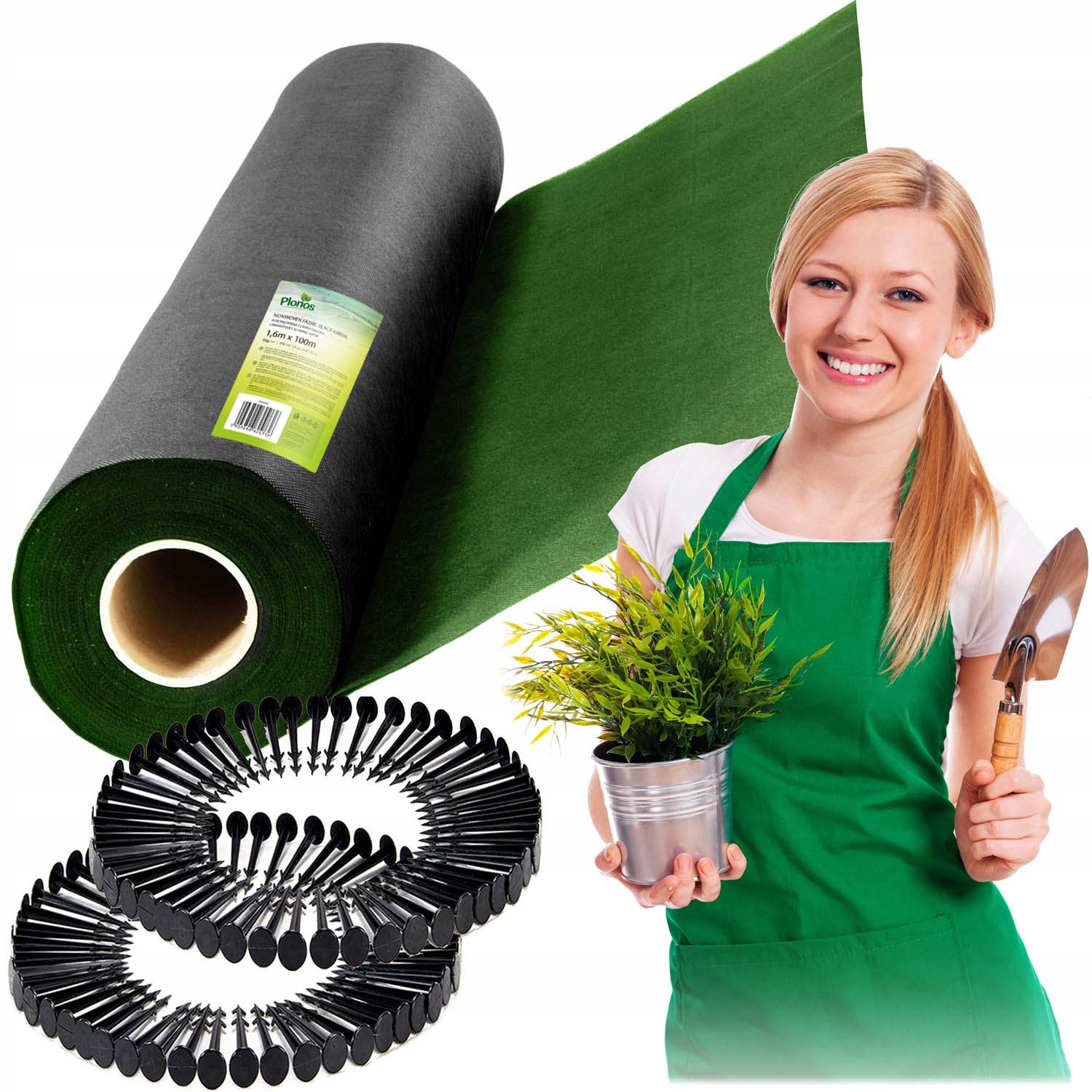 Záhradná agrotextília 1,6 m x 100 m 90 g/m2 100 špendlíkov Plonos čierno-z