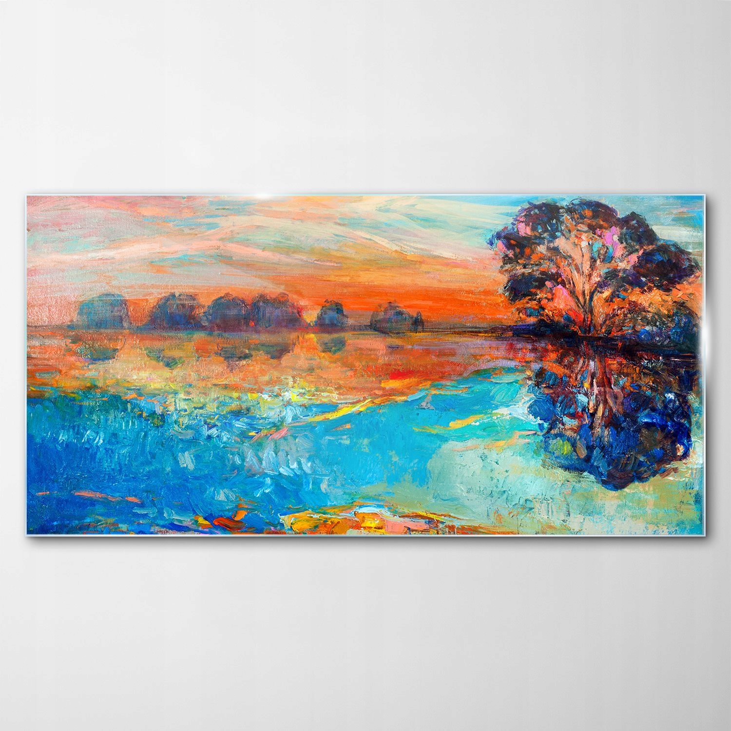 Sklenený obraz Deco Jazero Stromy Krajina 140x70