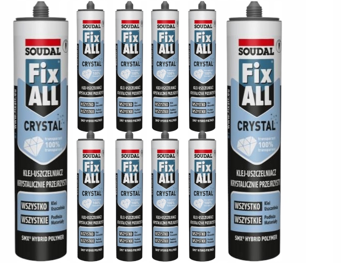 10 x Klej montażowy uszczelniacz hybrydowy do glazury przejrzysty 290 ml