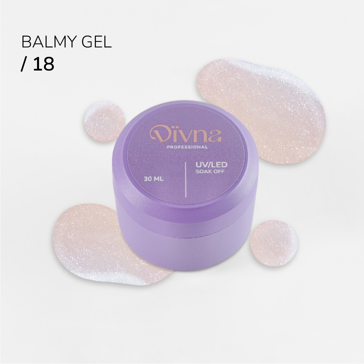 Divna Balmy Gel 18 gel v lahvičce se třpytkami o konzistenci báze 30 ml