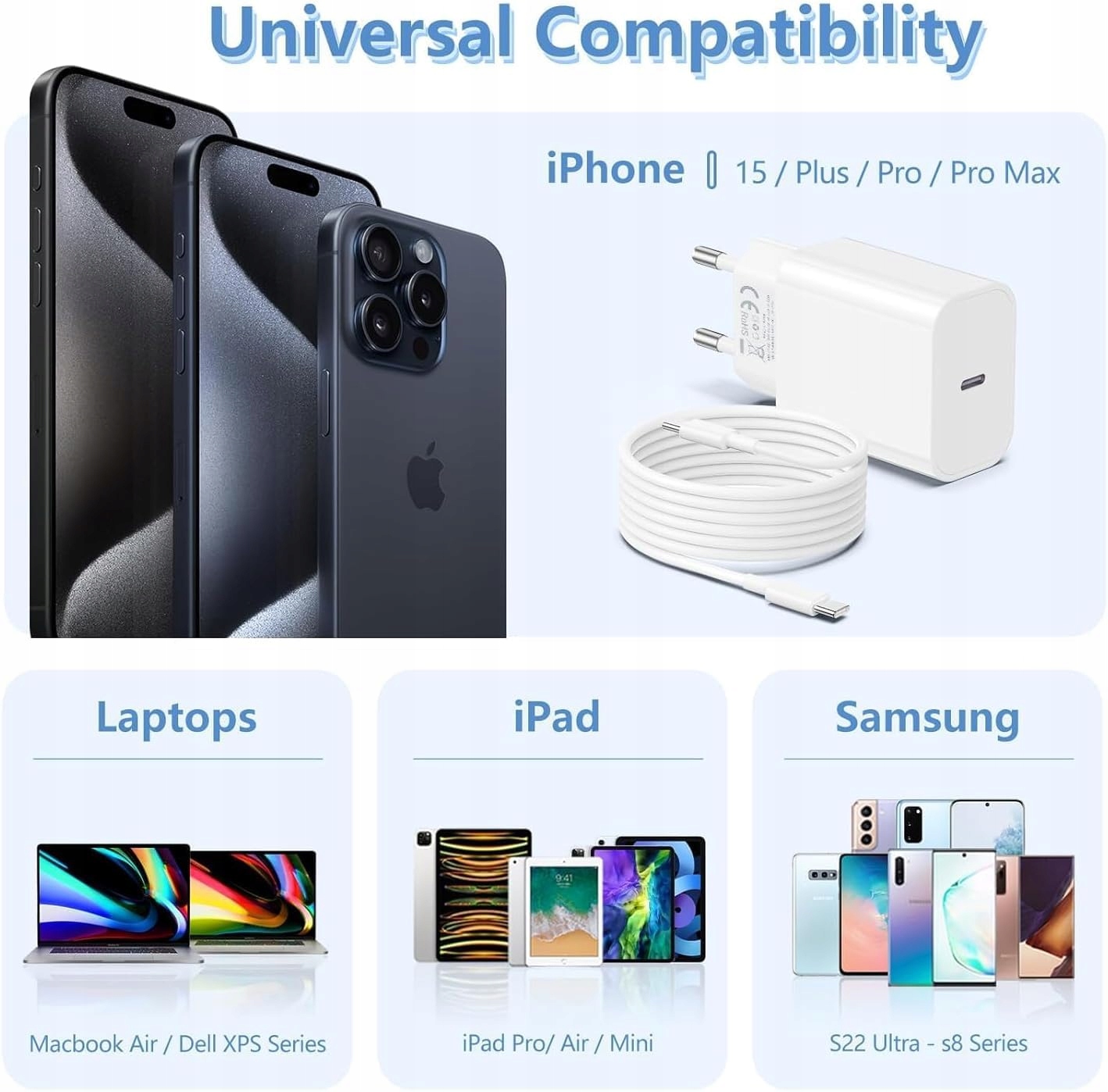 APPLE Szybka Ładowarka 20W USB C Z 2M Kablem Typ C Do iPhone iPad — miniatura 7