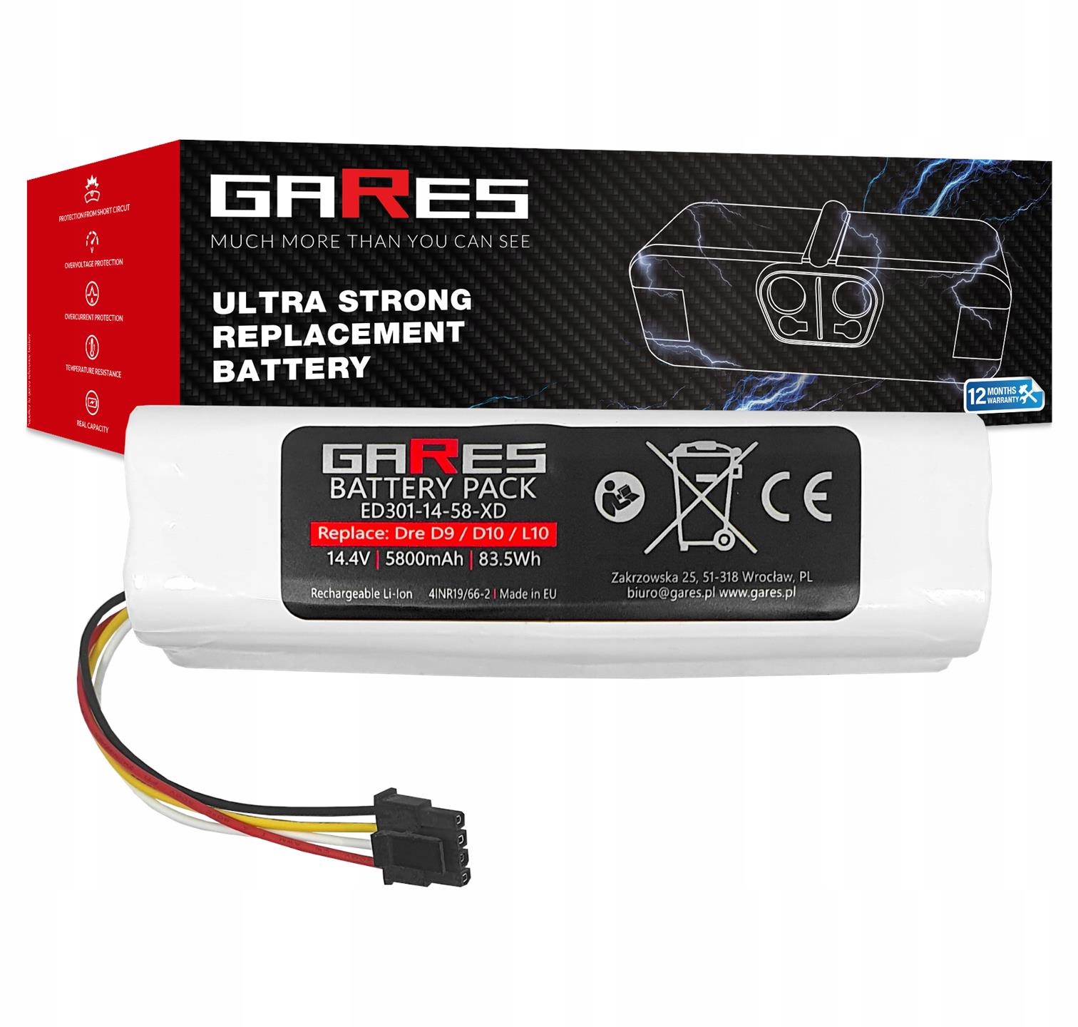 Akumulator Gares do Xiaomi Dreame D10s D9 Pro F9 L10 s 14,4V 5,8Ah