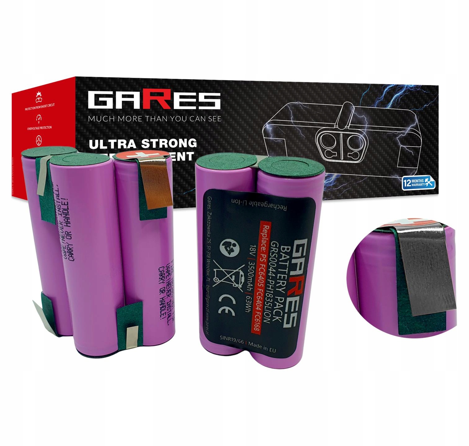 Akumulátor Gares pro Philips PowerPro FC6405 FC6404 18V 3,5Ah