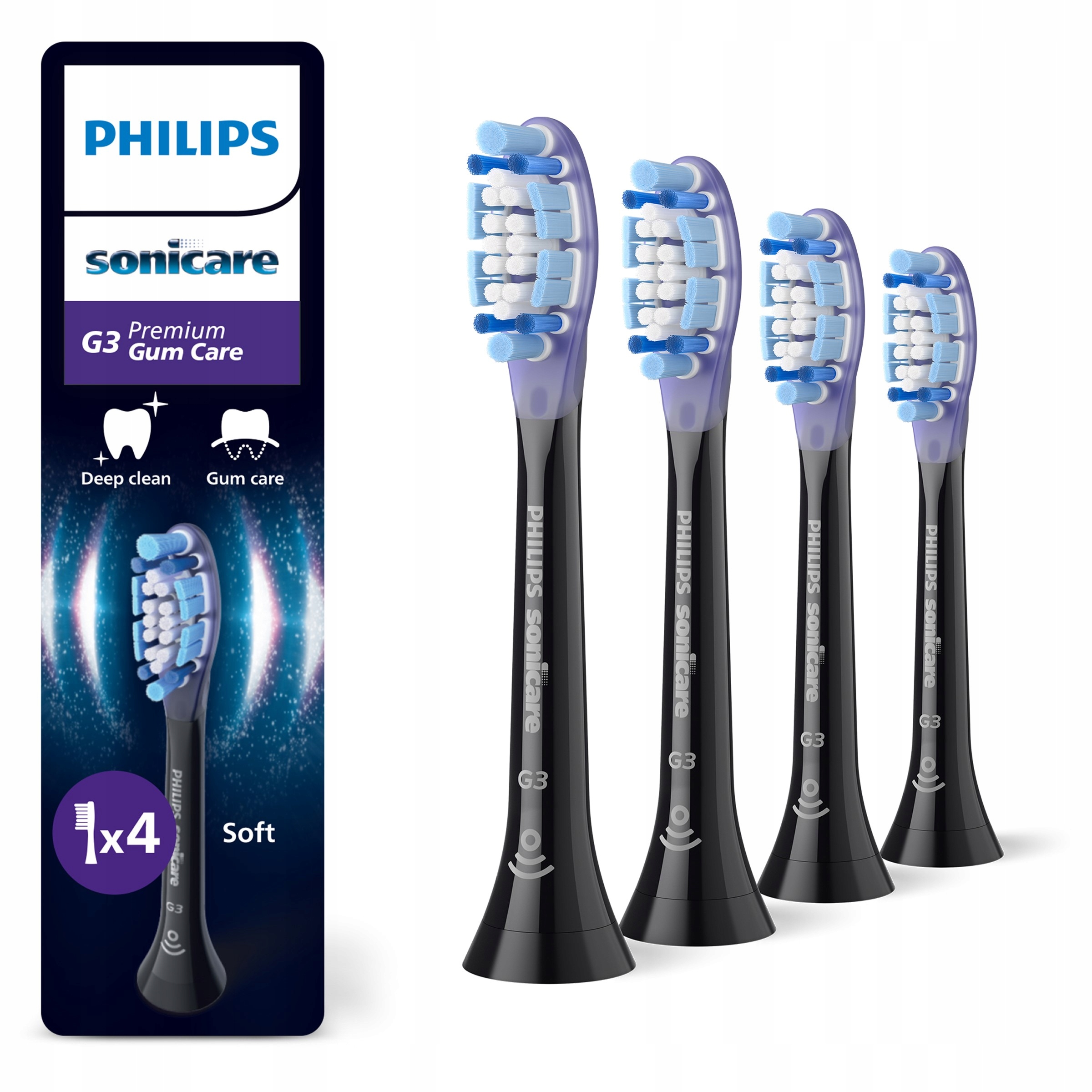 Końcówki Philips Sonicare G3 Zdrowsze dziąsła 4 szt roczny zapas HX9054/88