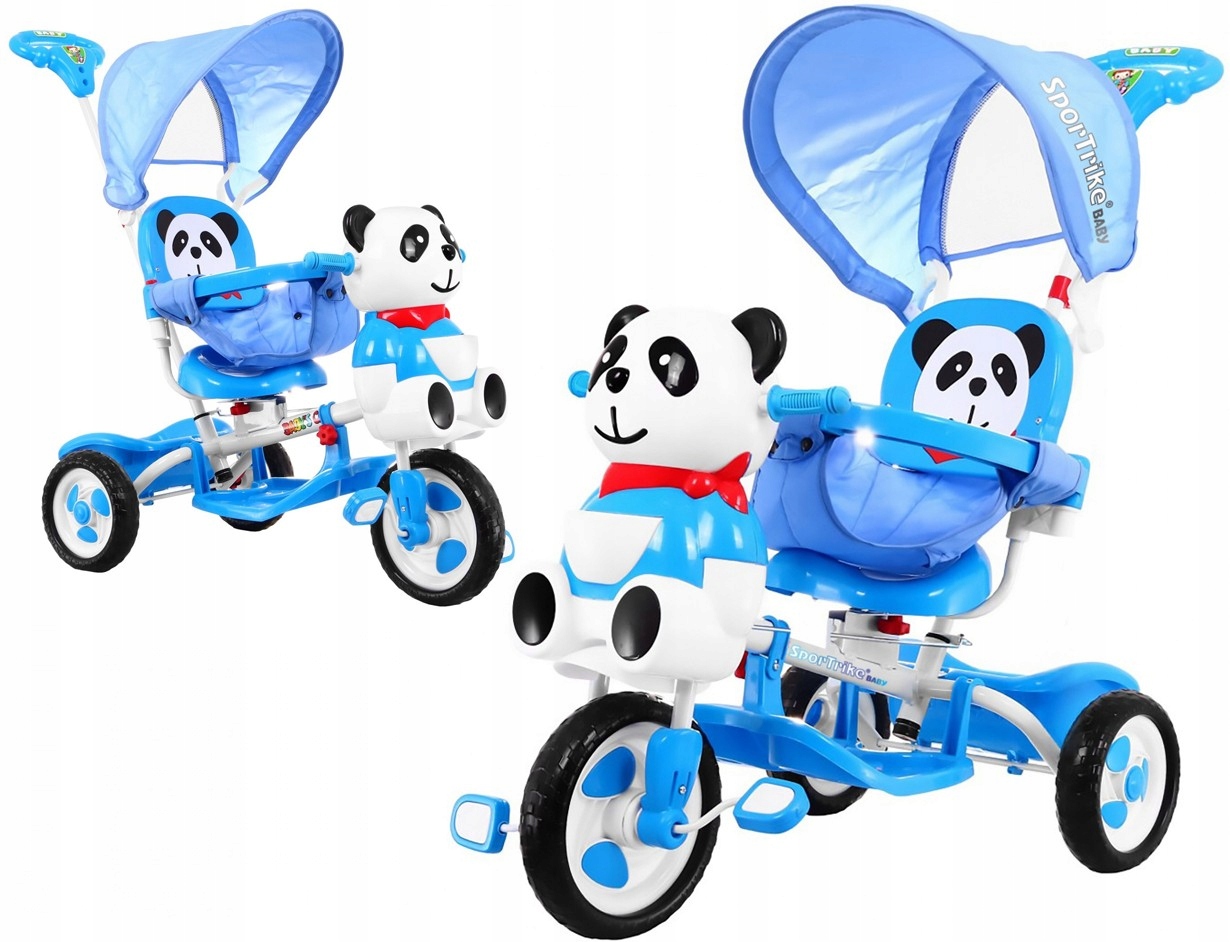 dziecięcy Rowerek Trzykołowy Panda z miękkimi kołami Pchaczyk Wózek