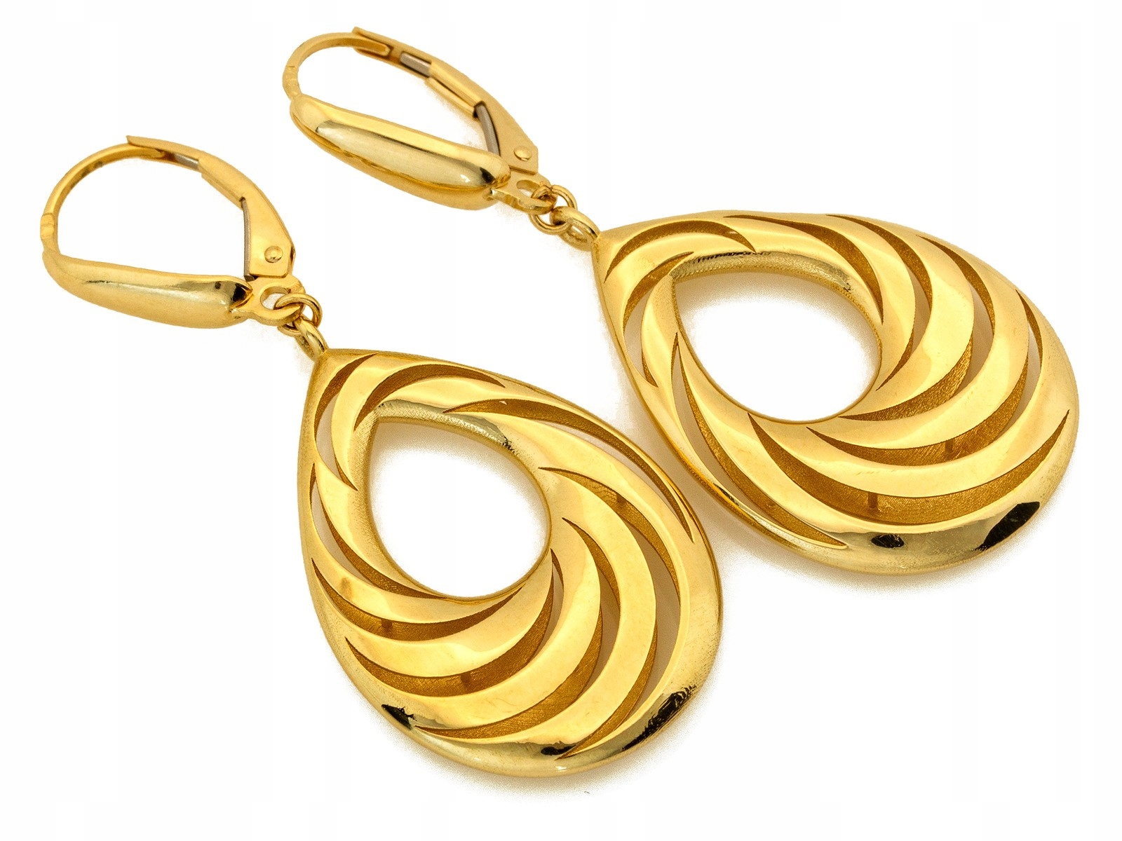 Zlaté náušnice závěsné 585 14k, váha 4.16g, efektní, s anglickým zapínáním