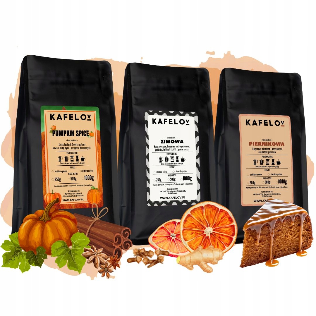 Levně Vánoční sada ochucené kávy 3 x 250 g mletá Pumpkin Zimní Perník