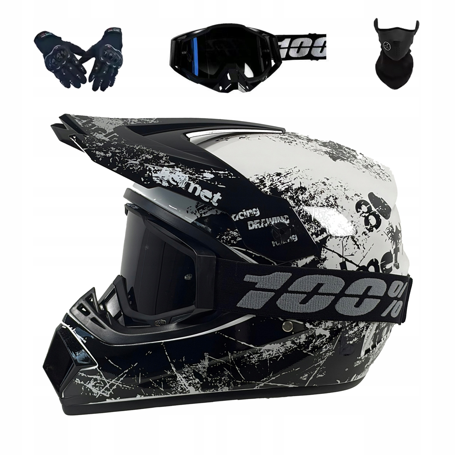 Helma Na Elektrickou Koloběžku Cross Enduro Quad Bmx Helma Brýle Rukavice S