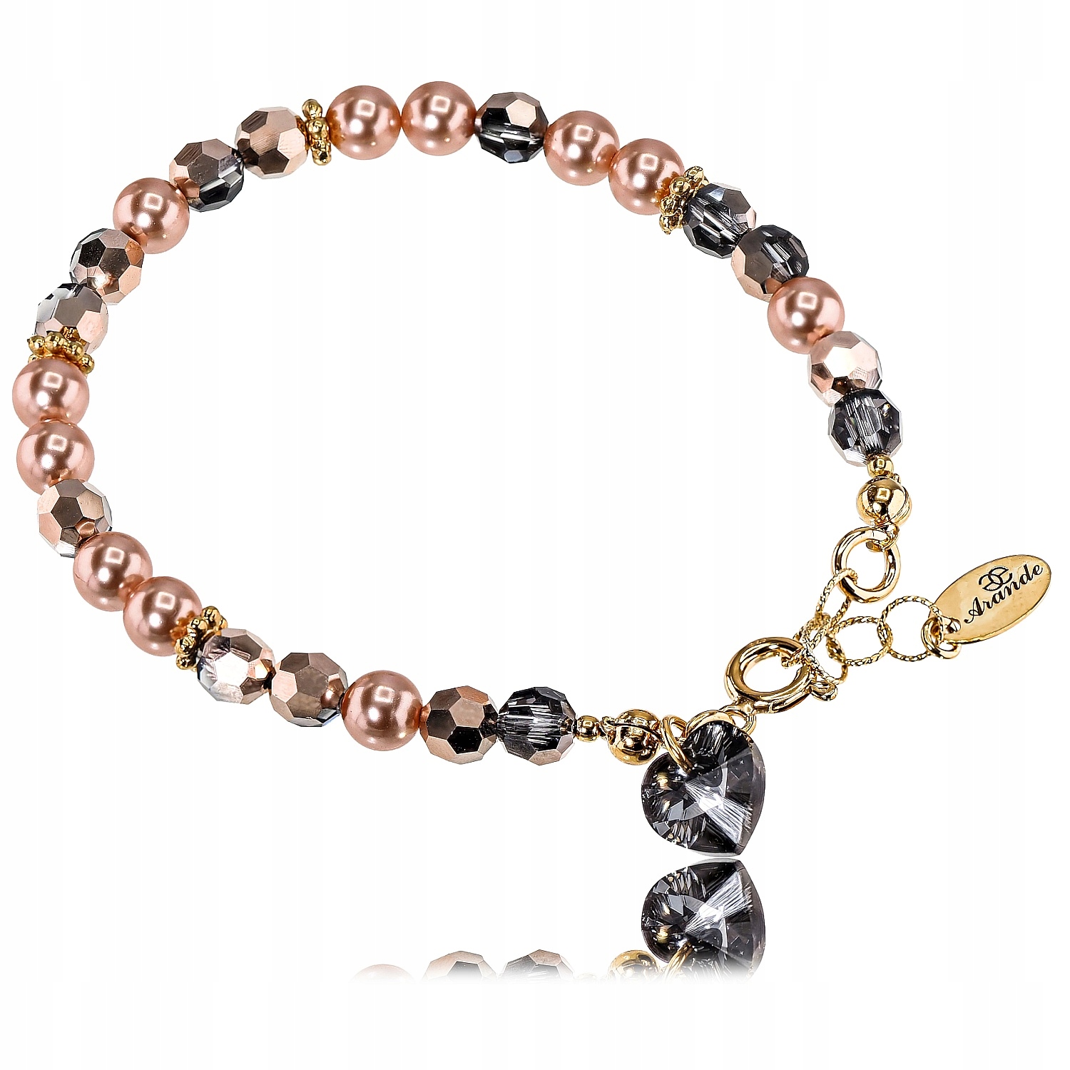 Originální krystaly Perly Náramek Rose Night Zlaté Stříbro Certifikát