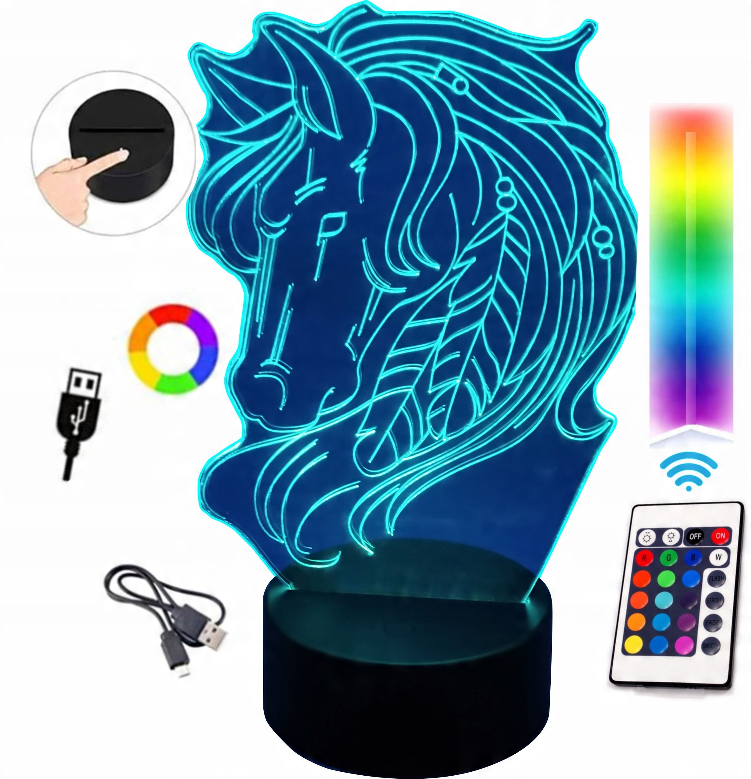 

Lampka Led 3D Z Koniem Boho Koń Jeździectwo