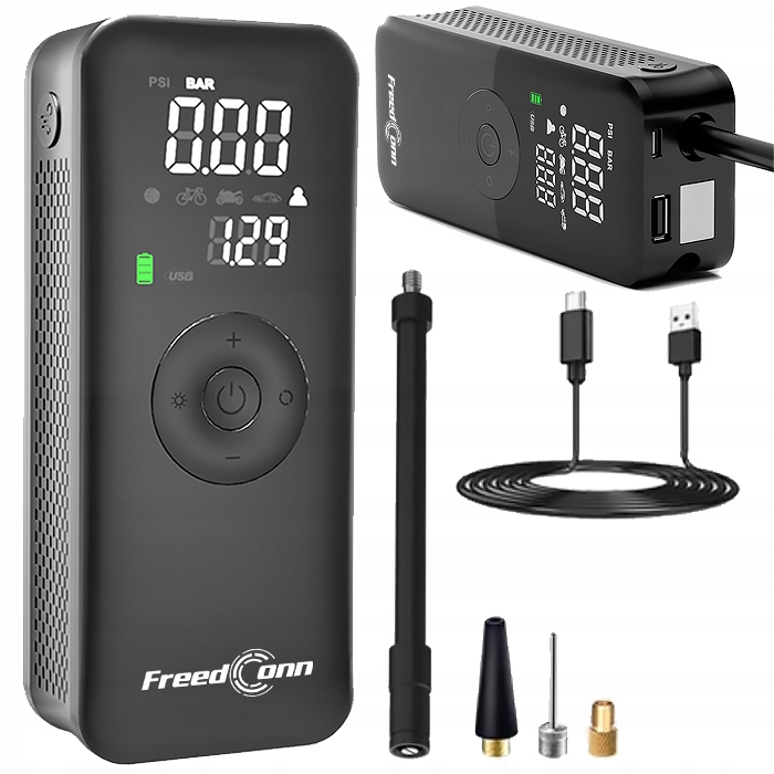 Kompresor Samochodowy Motocyklowy Pompka Bezprzewodowa Rower Powerbank Usb