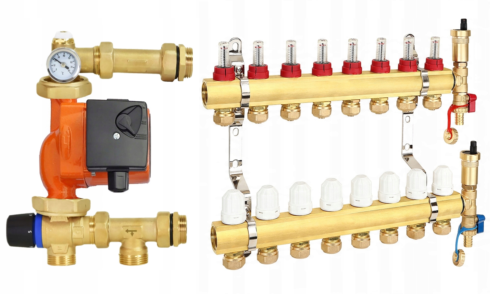 Rozdělovač 8 Okruhů Podlahového Vytápění Pro Podlahovou Skupinu Čerpadel