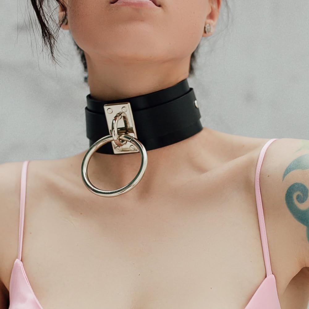 SJTJSPX BDSM Obroża z O-Ringiem i Smyczą Regulowana dla Dorosłych Fetysz — miniatura 4