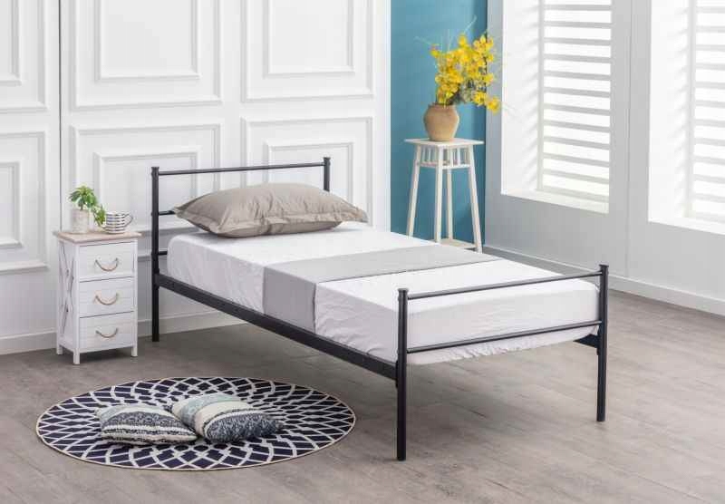 

Łóżko metalowe 90x200 czarne ze stelażem mbd8311