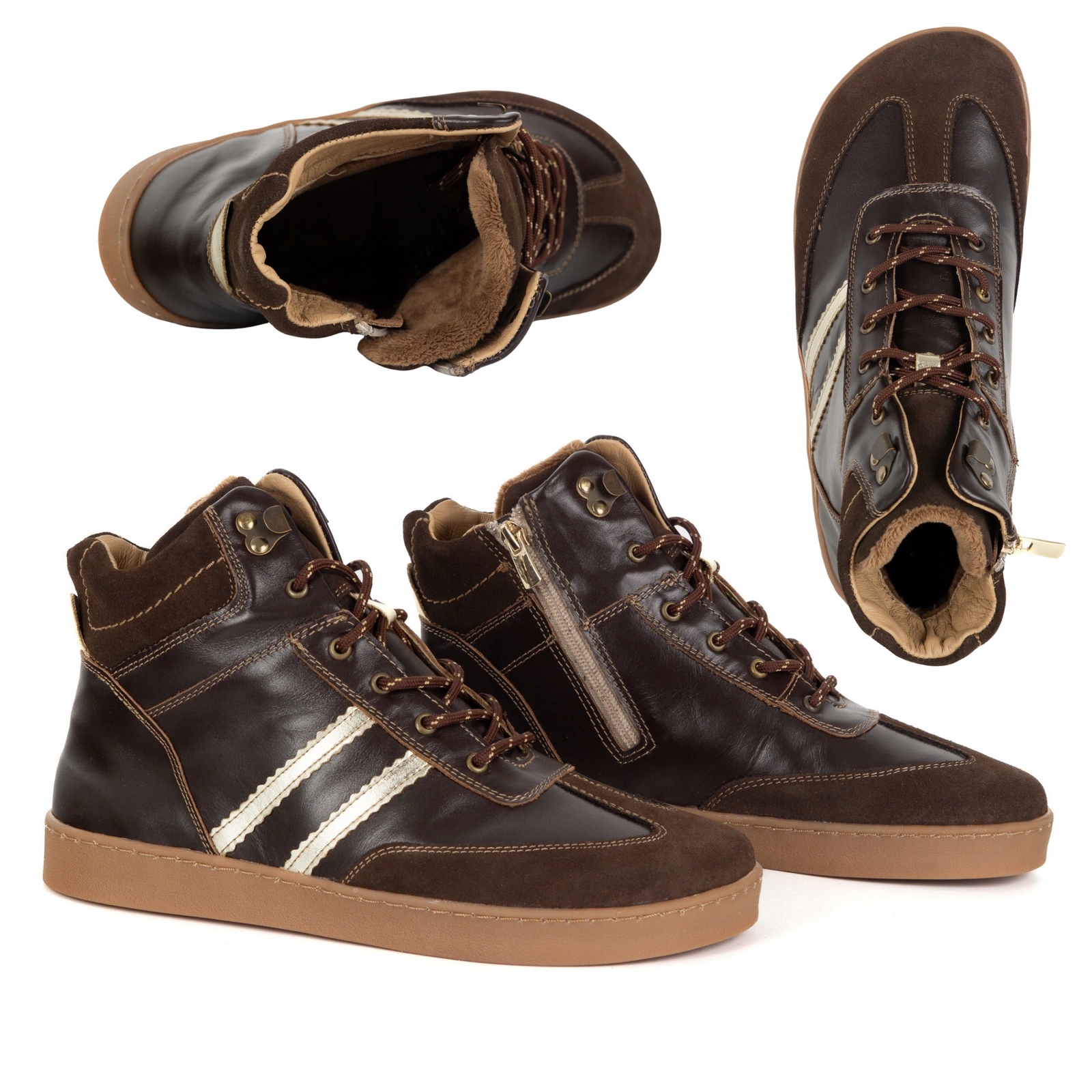 Dámské kožené zimní boty Barefoot 201MP zateplené, hnědé, velikost 41