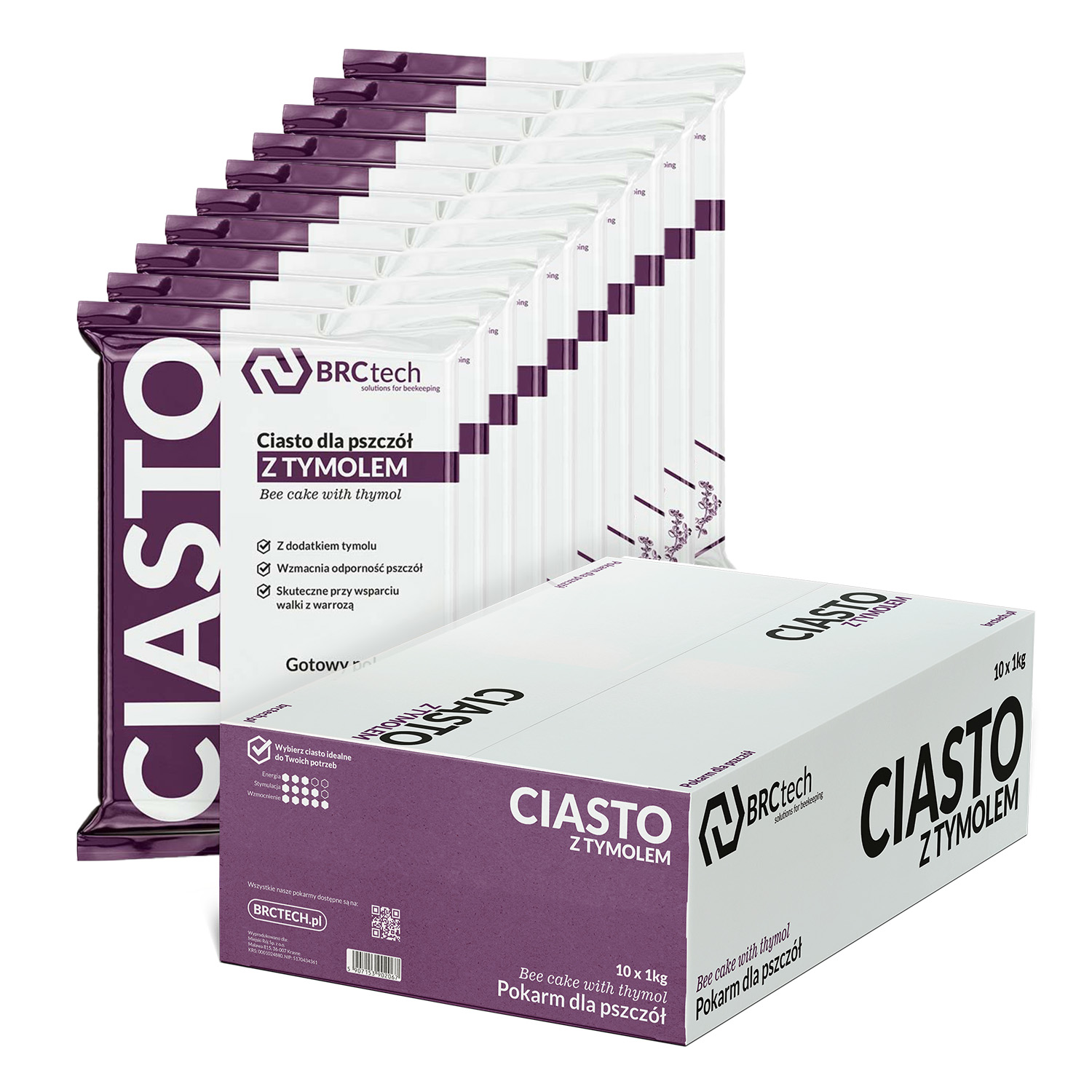 Těsto pro včely s tymolem 1 Kg x 10, krmivo pro včely BRCtech