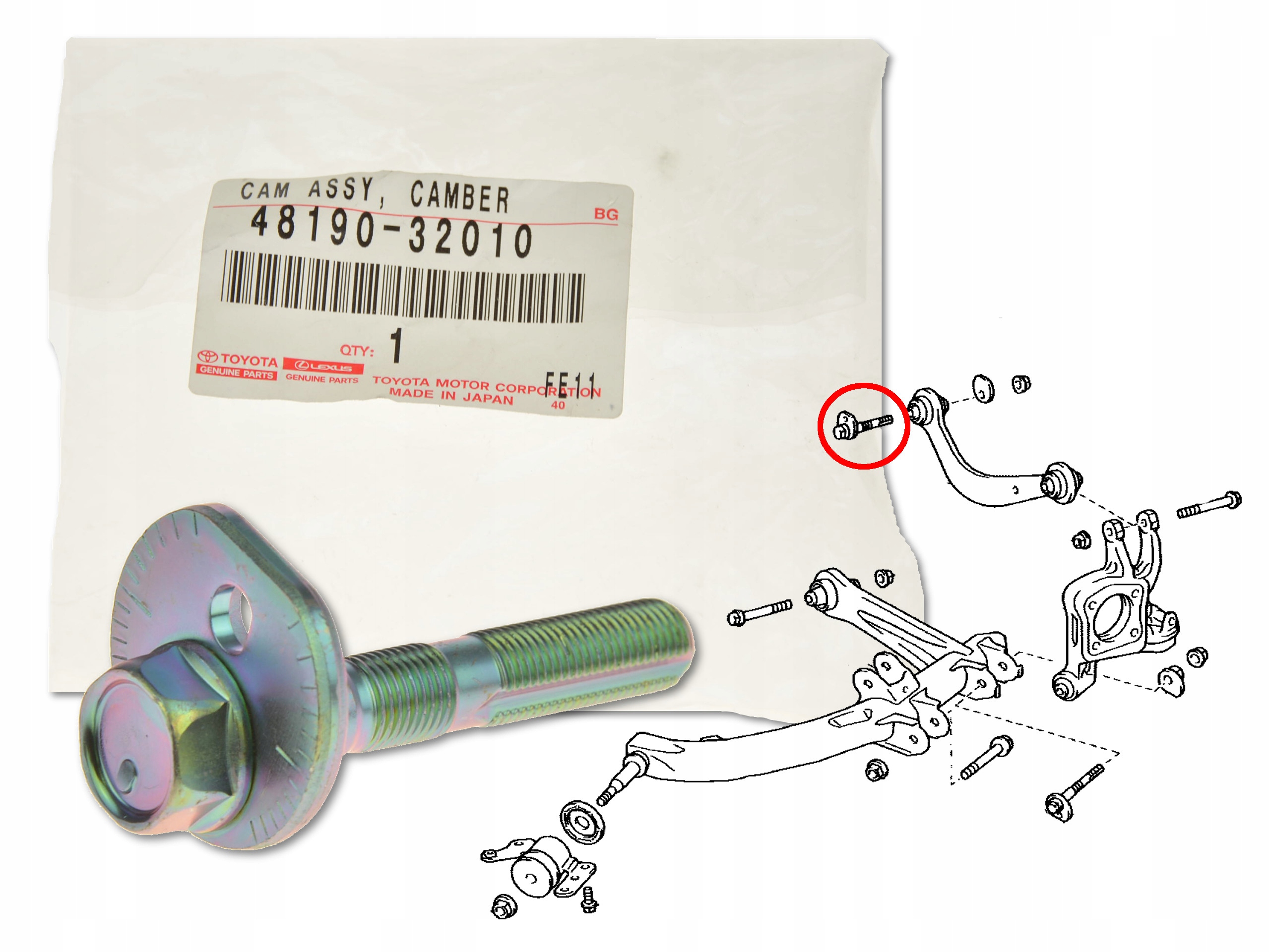 TOYOTA CELICA 99-05 ŚRUBA MIMOŚRODOWA WAHACZA TYŁ