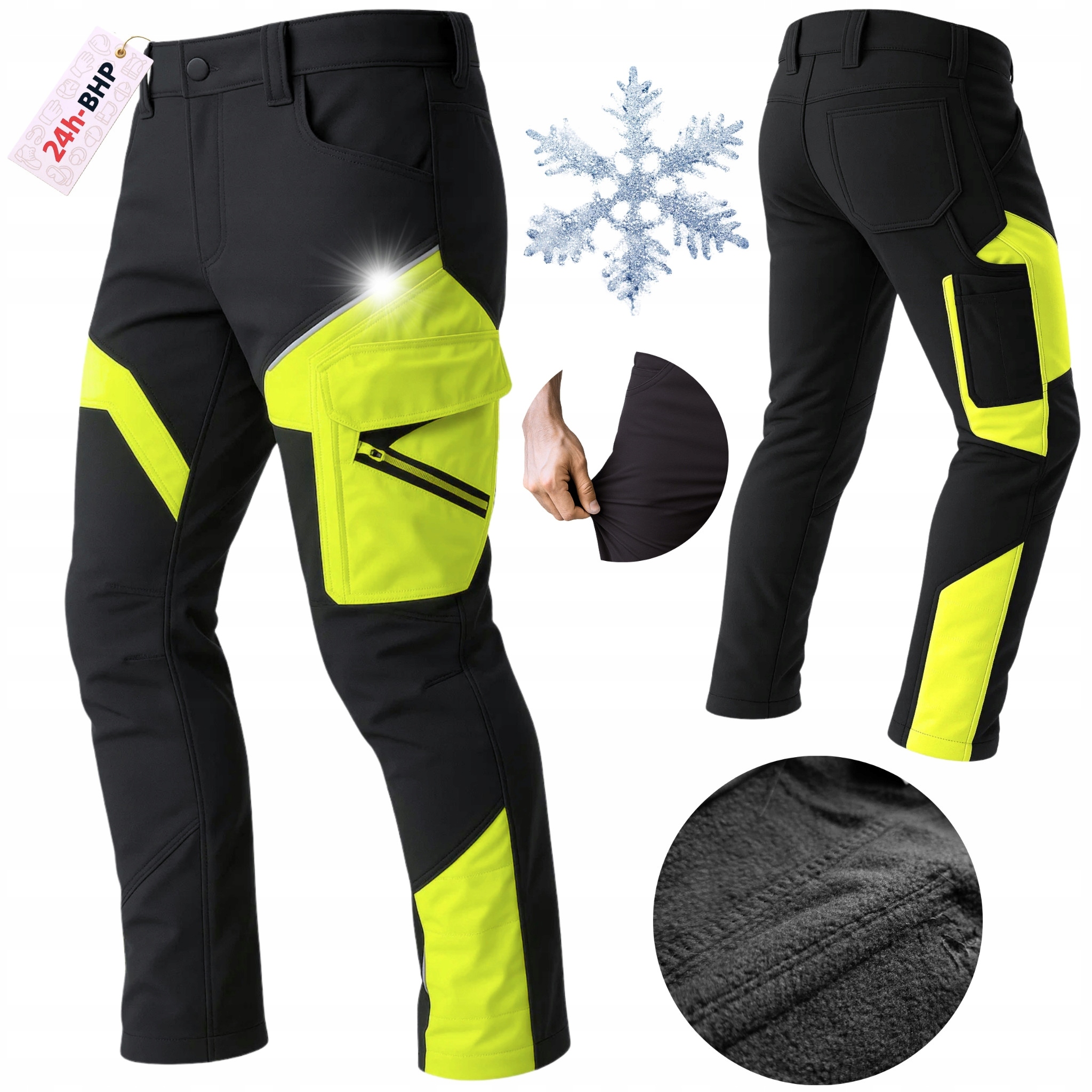 Pánské Zimní Zateplené Pracovní kalhoty Softshell Bozp Ochranné Elastické