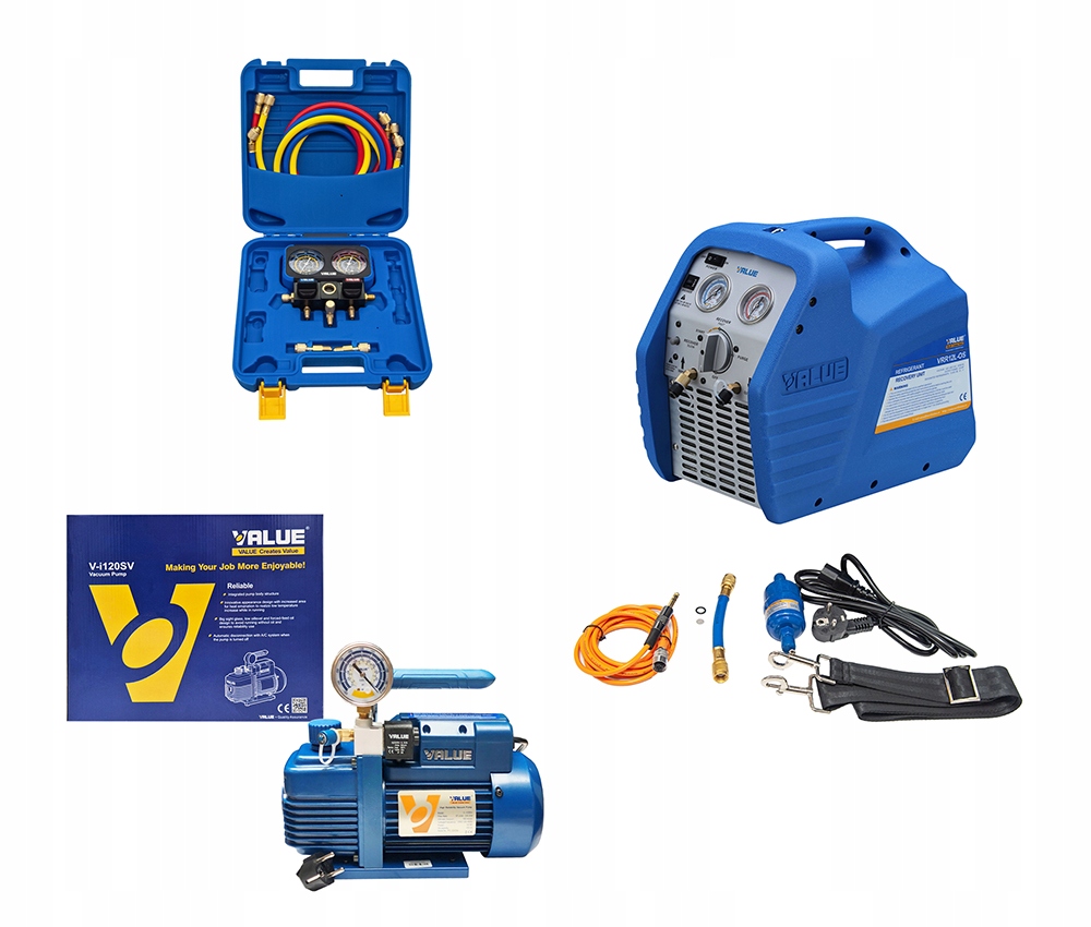 Rekuperačná stanica VRR12L-R32 Vákuová pumpa V-i120SV Manometre 0801
