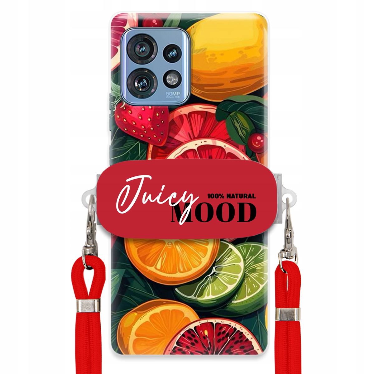 Puzdro pre Motorola Edge 40 Pro Červené vodítko držiak Fruit Ovocie Juice Mood