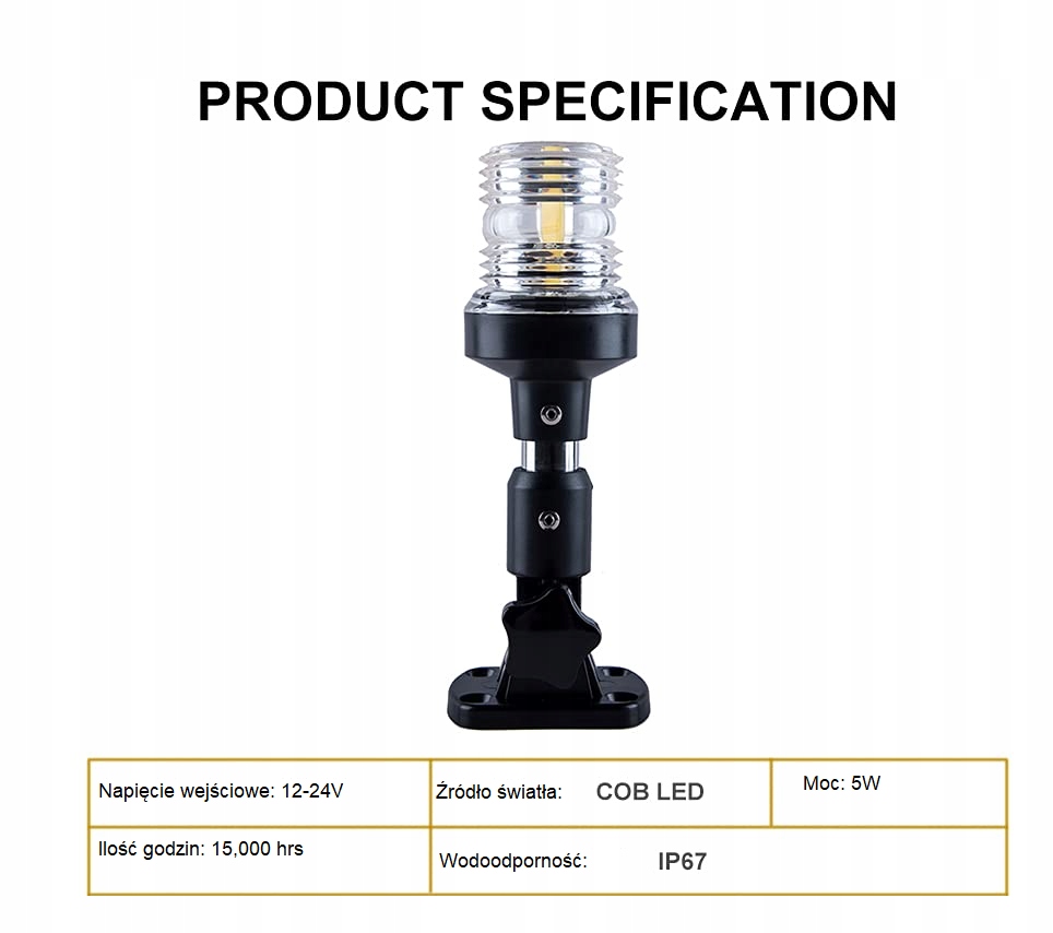 ŚWIATŁO LED PONTON ŁÓDŹ JACHT KOTWICA ŻEGLARSTWO EAN (GTIN) 6923003726392