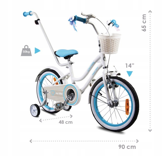 Rower dla dziecka 14&quot; Heart bike miętowy bmx Maksymalna waga dziecka 50 kg