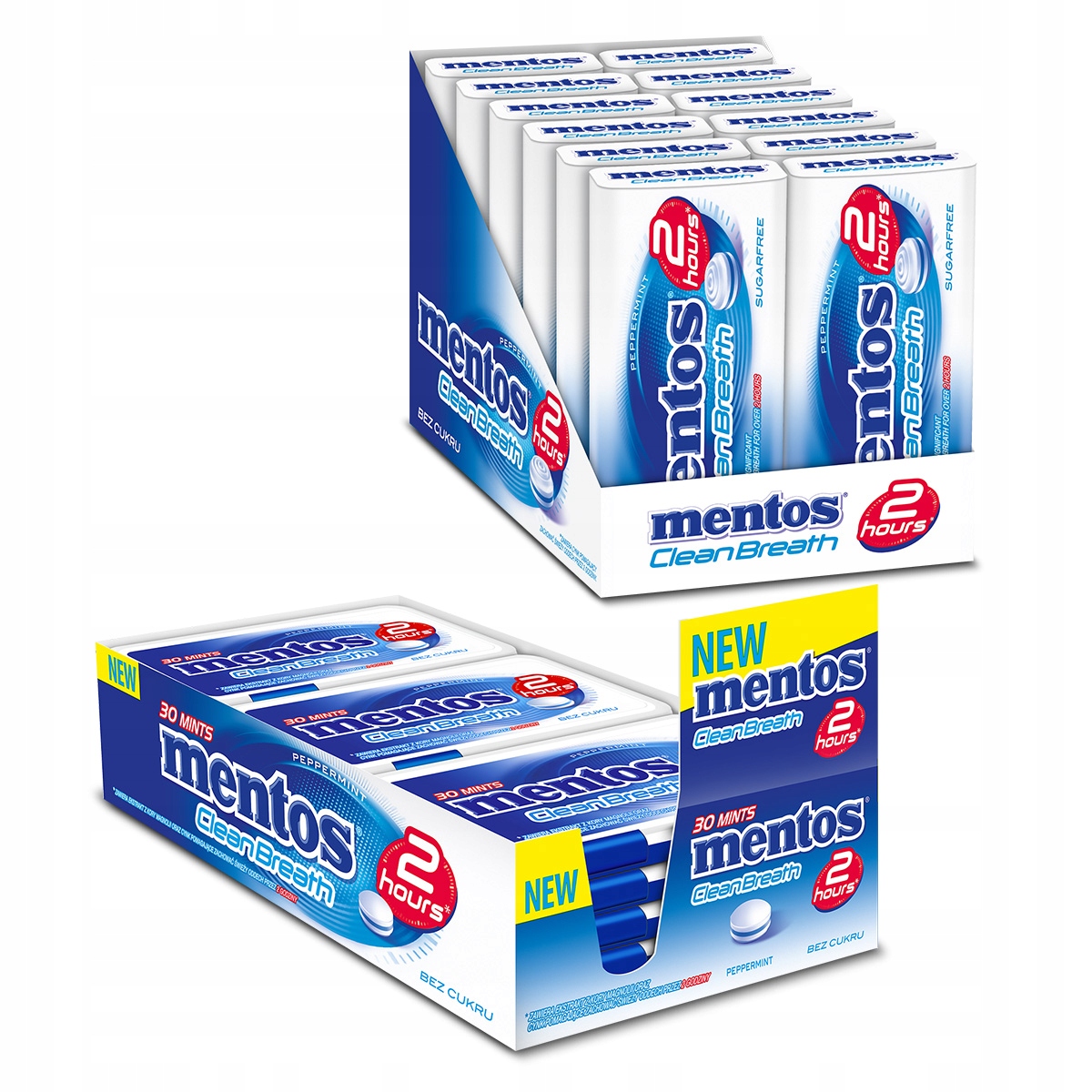 Mentos Clean Breath Peppermint cukierki draże bez cukru 12x21g 12x35g