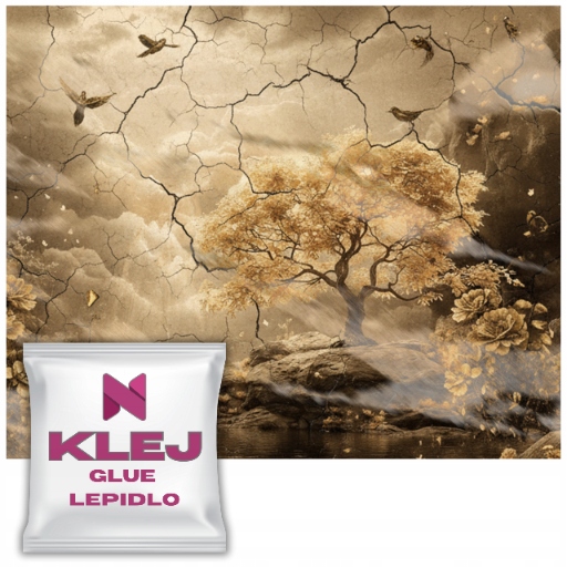 Zlaté tapety do ložnice obývacího pokoje Strom Stará zeď Vintage Glamour 197x296