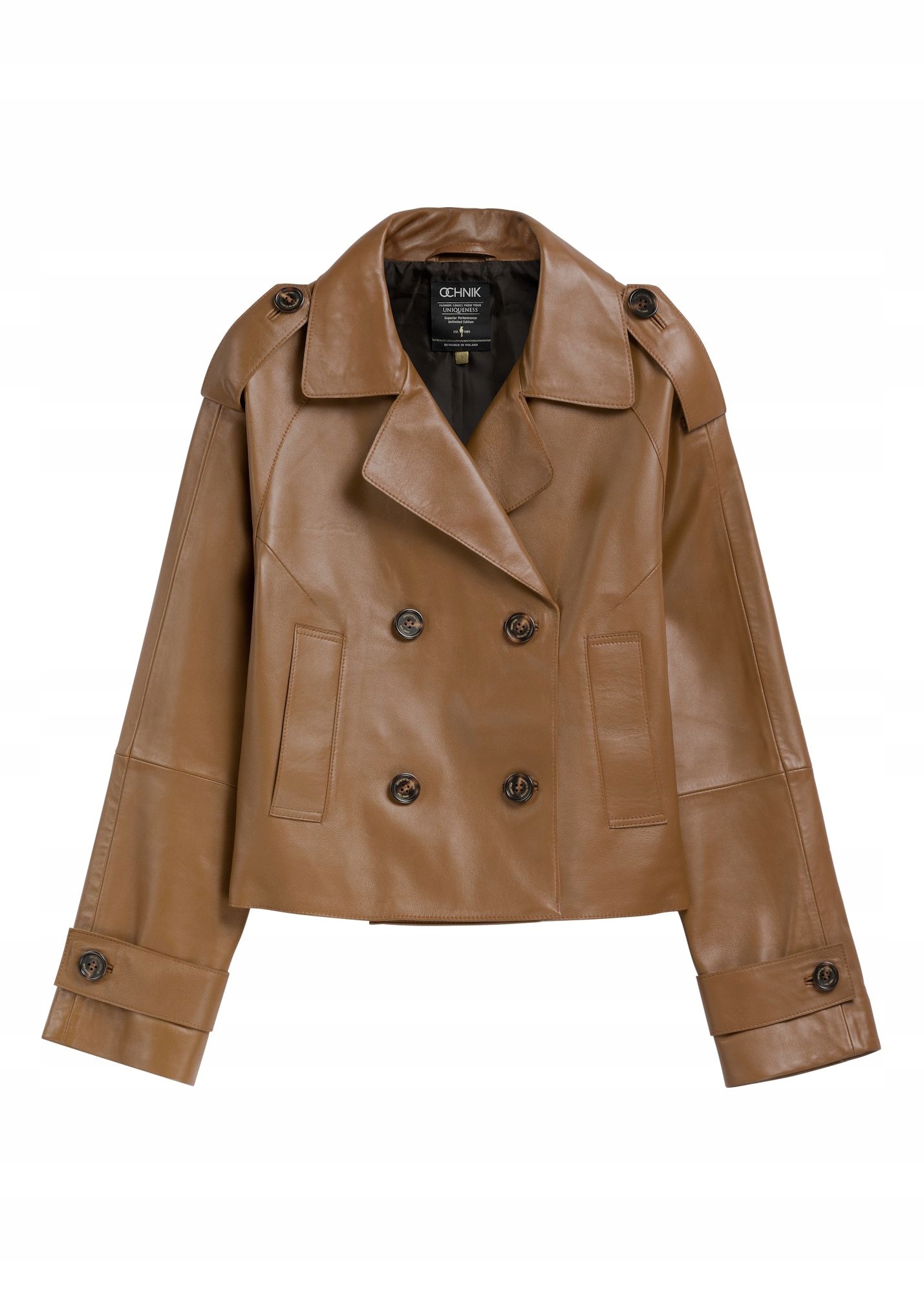 Ochnik Krátká dámská kožená oversize bunda KURDS-0540-1D(W26) S