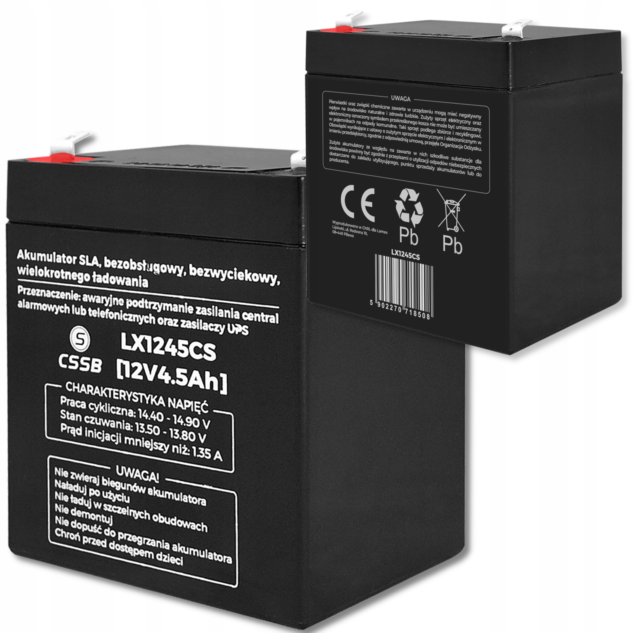 AKUMULATOR AGM 12V 4,5Ah DO ZABAWEK UPS ALARMU Producent Inna