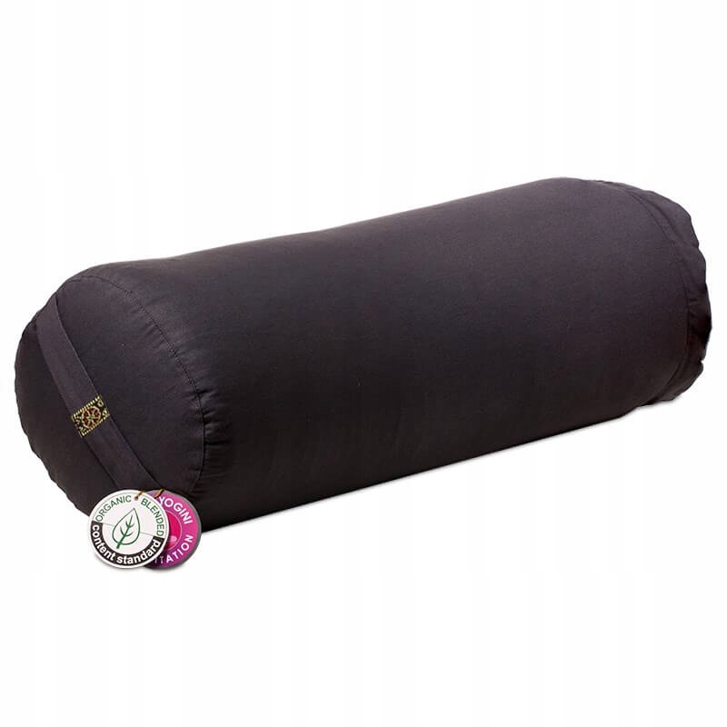 Wałek do jogi z bawełny organicznej antracyt bolster z łuską gryki 60x16