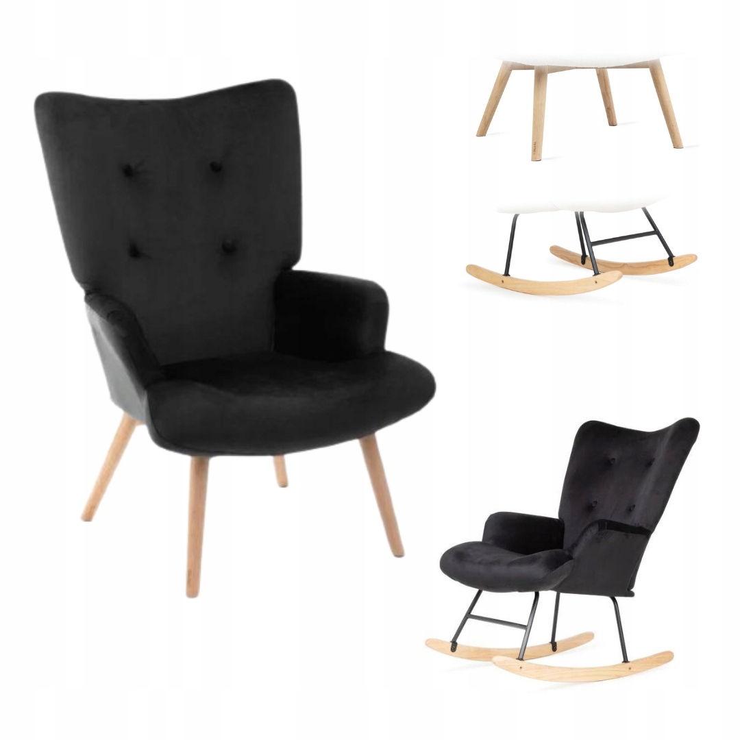 Křeslo ušák Moss Plus klasické houpací 2v1 velurové vyměnitelné nohy Homla