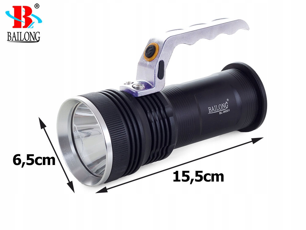 LATARKA SZPERACZ BAILONG POLICYJNA LED CREE XP-E REFLEKTOR MOCNA WOJSKOWA Zasilanie akumulatorowe