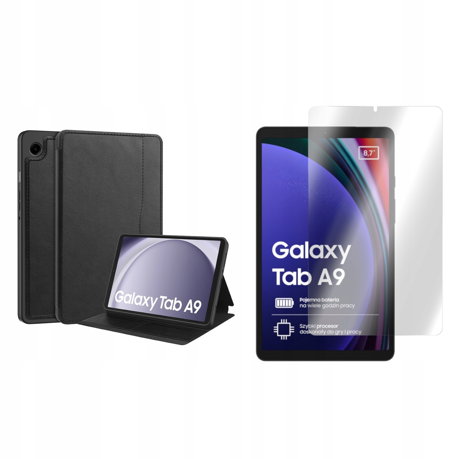 Etui Leather Case Pen do Samsung Galaxy Tab A9 8.7 Obudowa czarne i Szkło