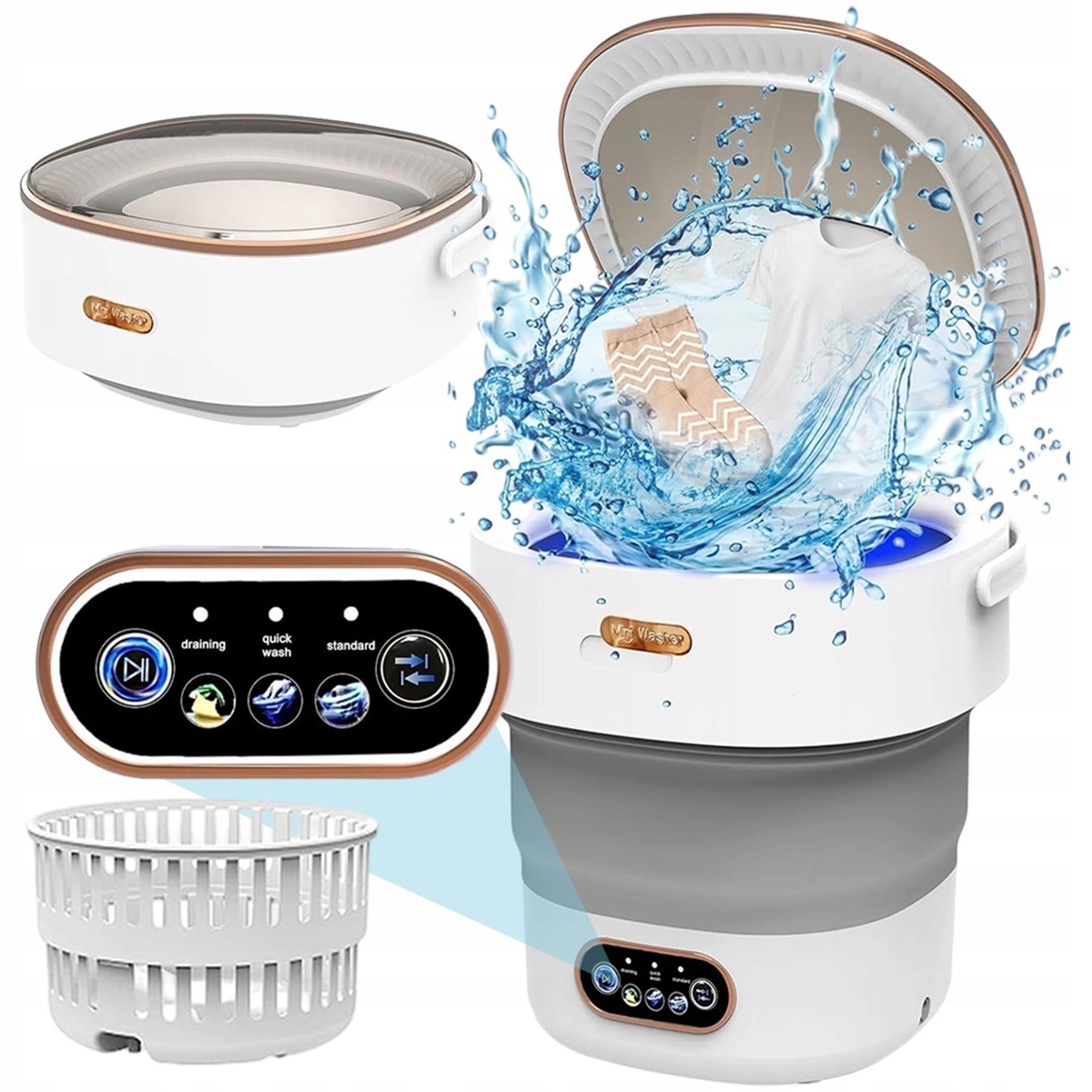 Mala Pralka Turystyczna 12l Przenośna Składana Do Kampingu Rv Z Timerem