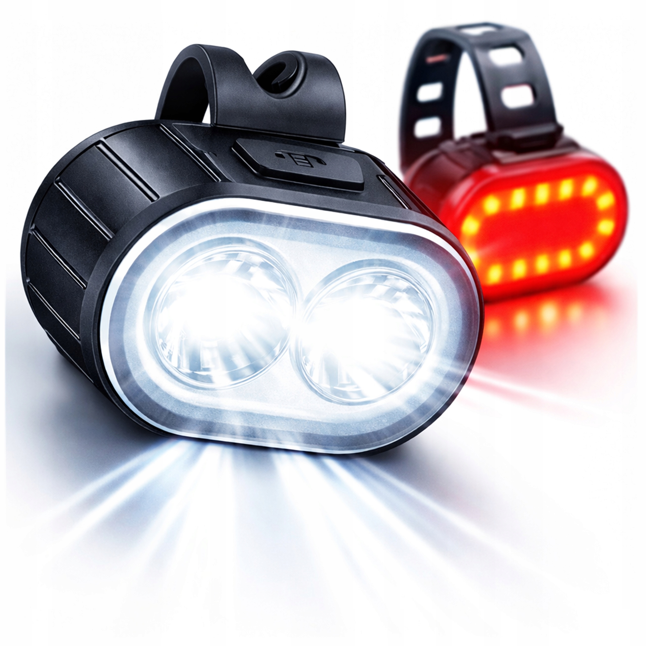 Lampki Rowerowe LED Przód Tył USB Mocne 800mAh Zestaw IPX4 7 Trybów Lampka