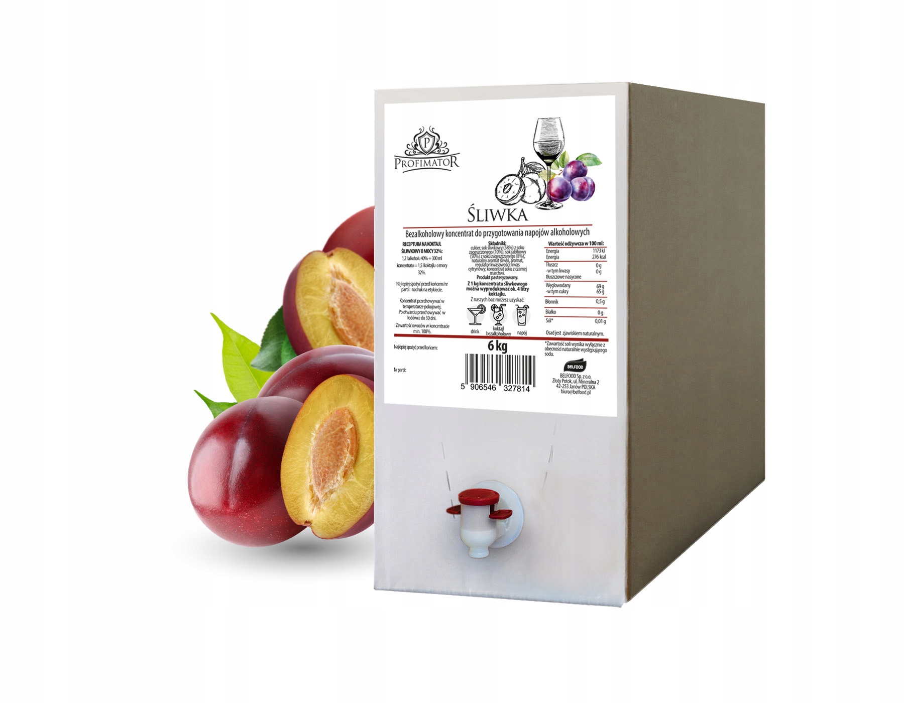 Syrop barmański baza do drinków koncentrat Profimator Śliwka box 6 kg