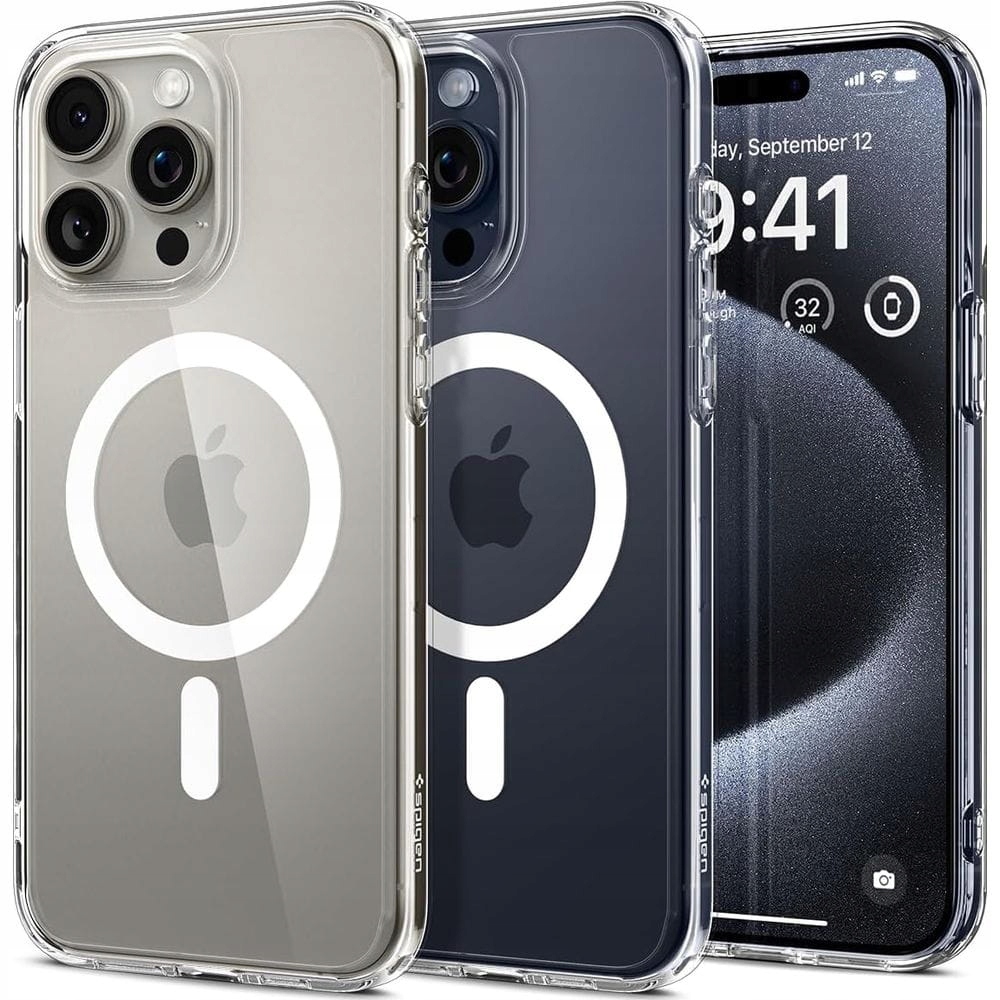 Pouzdro pro Apple iPhone 15 Pro, Spigen Ultra Hybrid MagSafe, průhledné