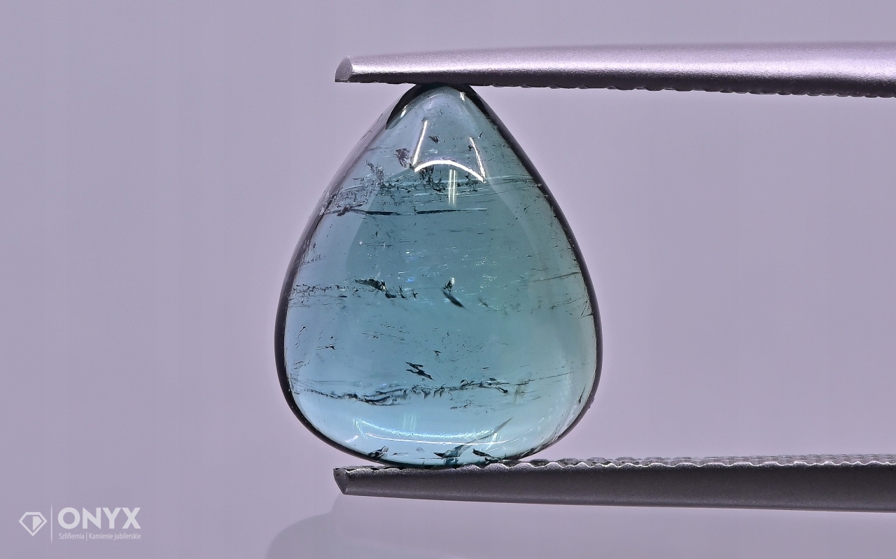 Turmalín Indigolit kabošon slza 11,5x9,5 mm