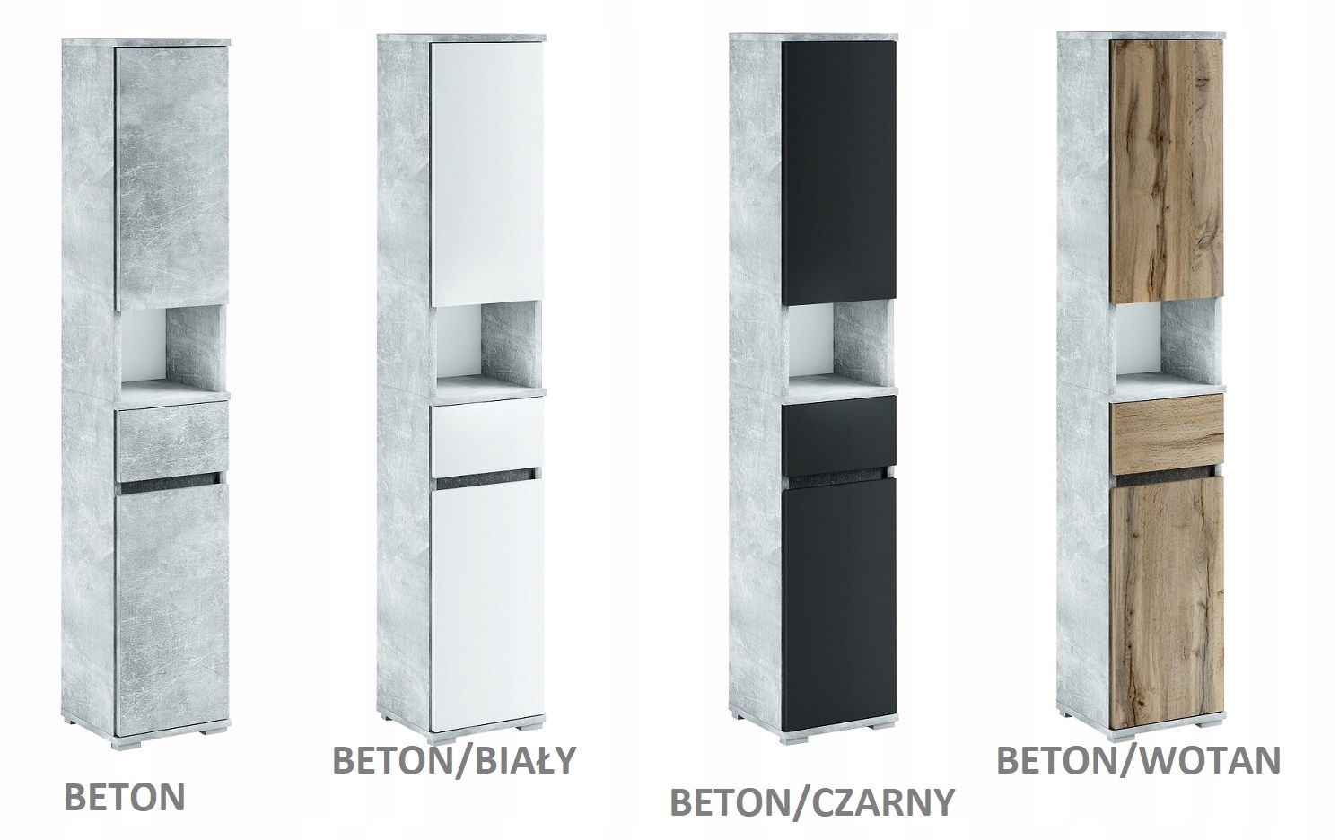 088-068 Szafka Łazienkowa 32/195 + KOSZ - WOTAN / BETON Szerokość mebla 30 cm
