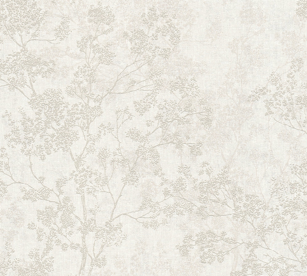 

tapeta wzór roślinny drzewa gałązki beżowo szare