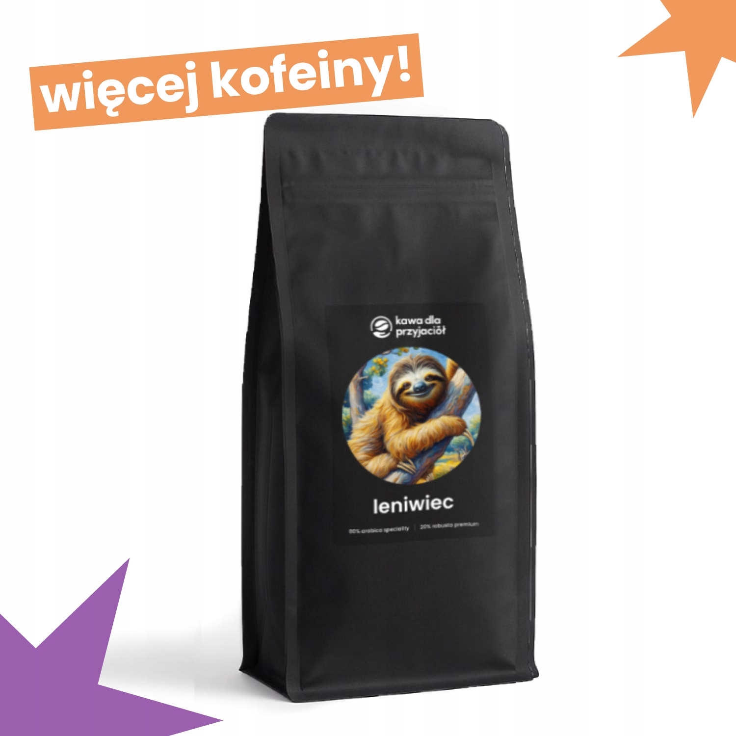 Čerstvě pražená káva lenochod 80% arabica speciality 20% robusta premium 1 kg