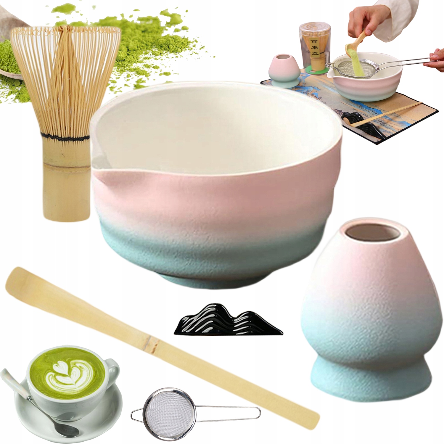 Levně Bambusová Sada Dárková Sada Na Čaj Matchy Chashaku Šlehací Metla